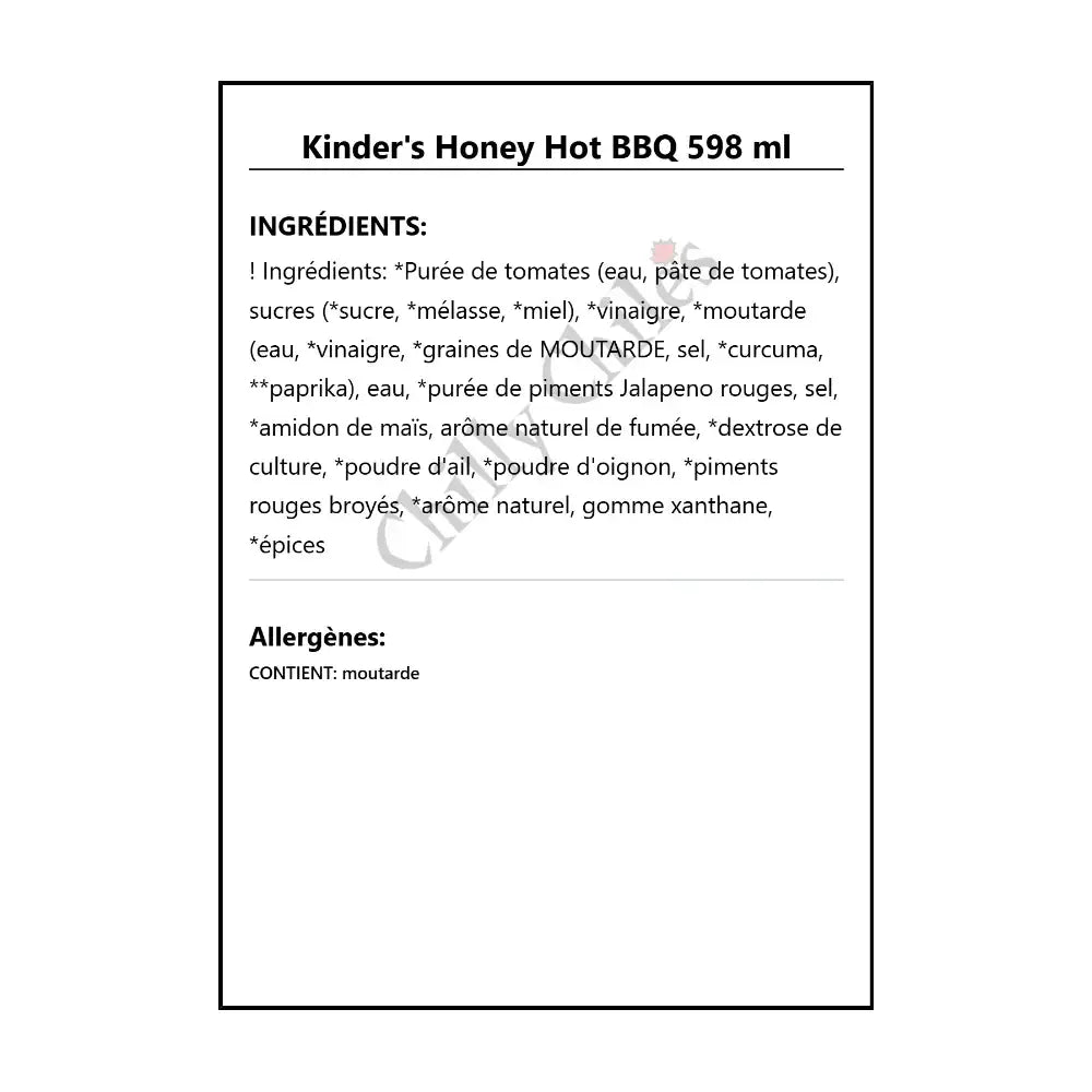 Kinder’s Honey Hot BBQ 598 ml - BBQ Sauce
