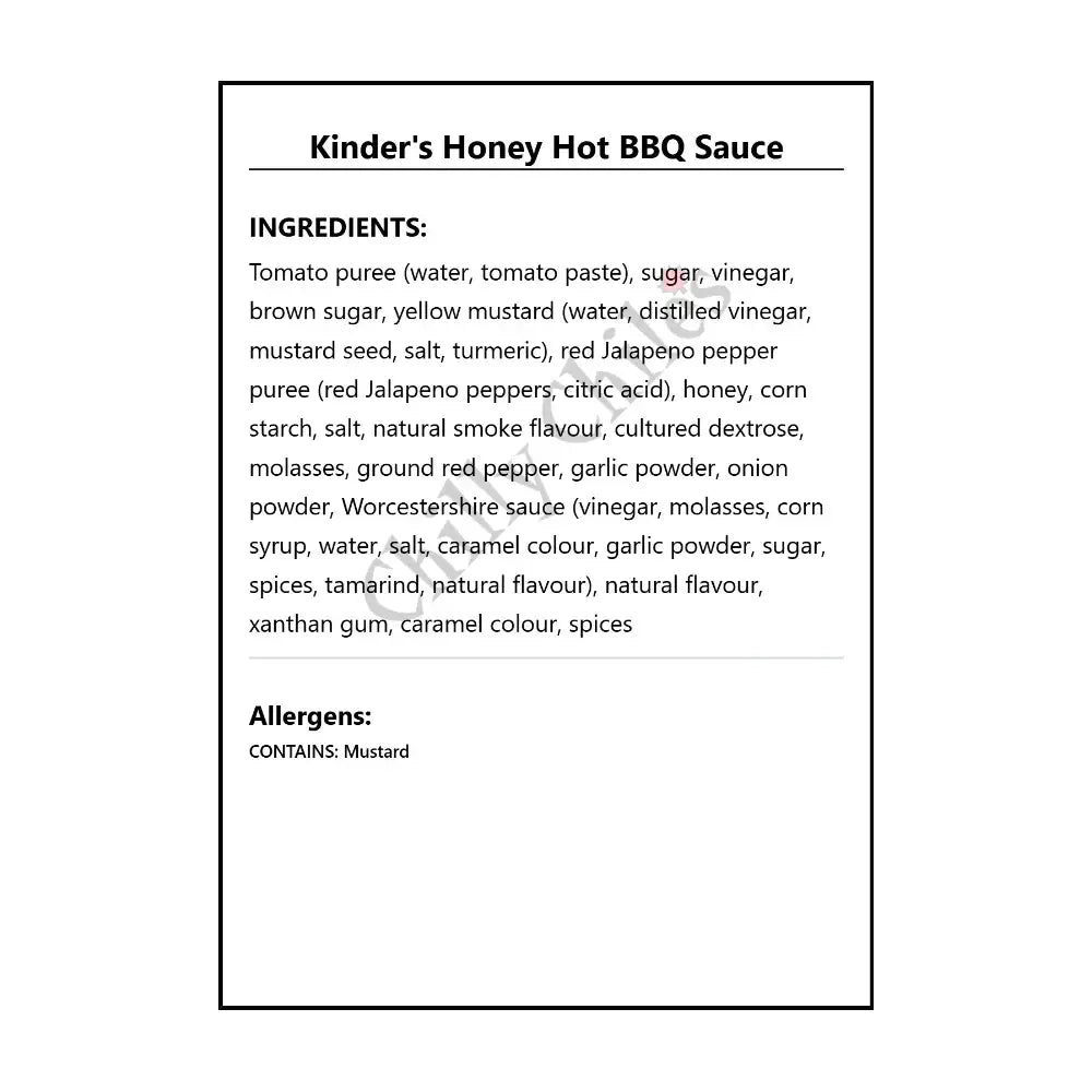 Kinder’s Honey Hot BBQ Sauce - BBQ Sauce