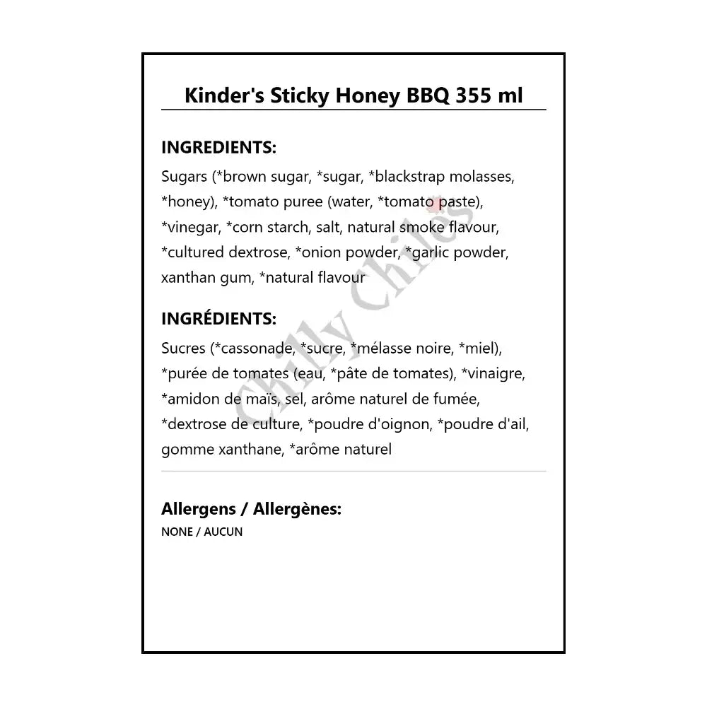 Kinder’s Sticky Honey BBQ 355 ml - BBQ Sauce