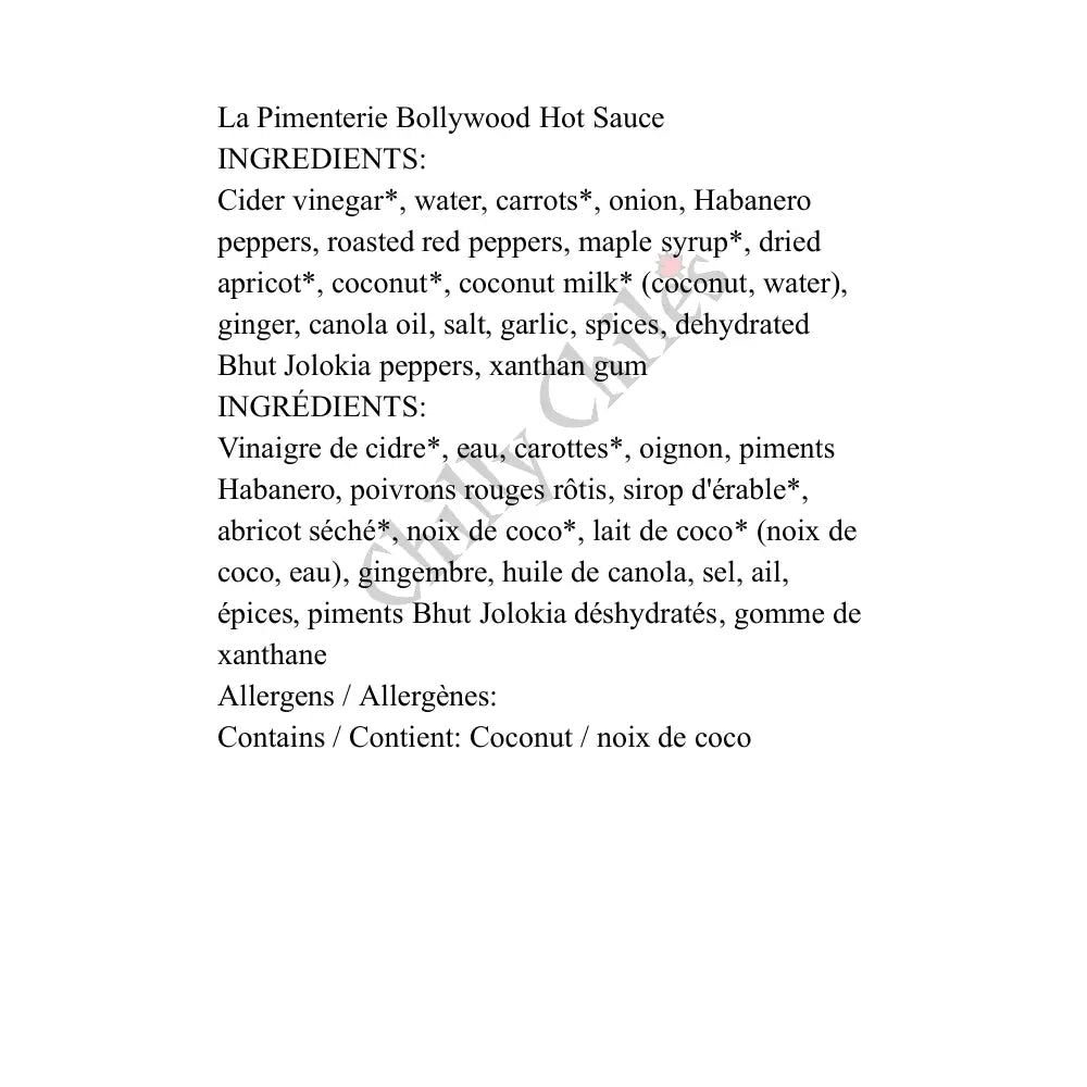 La Pimenterie Bollywood Hot Sauce - Hot Sauce