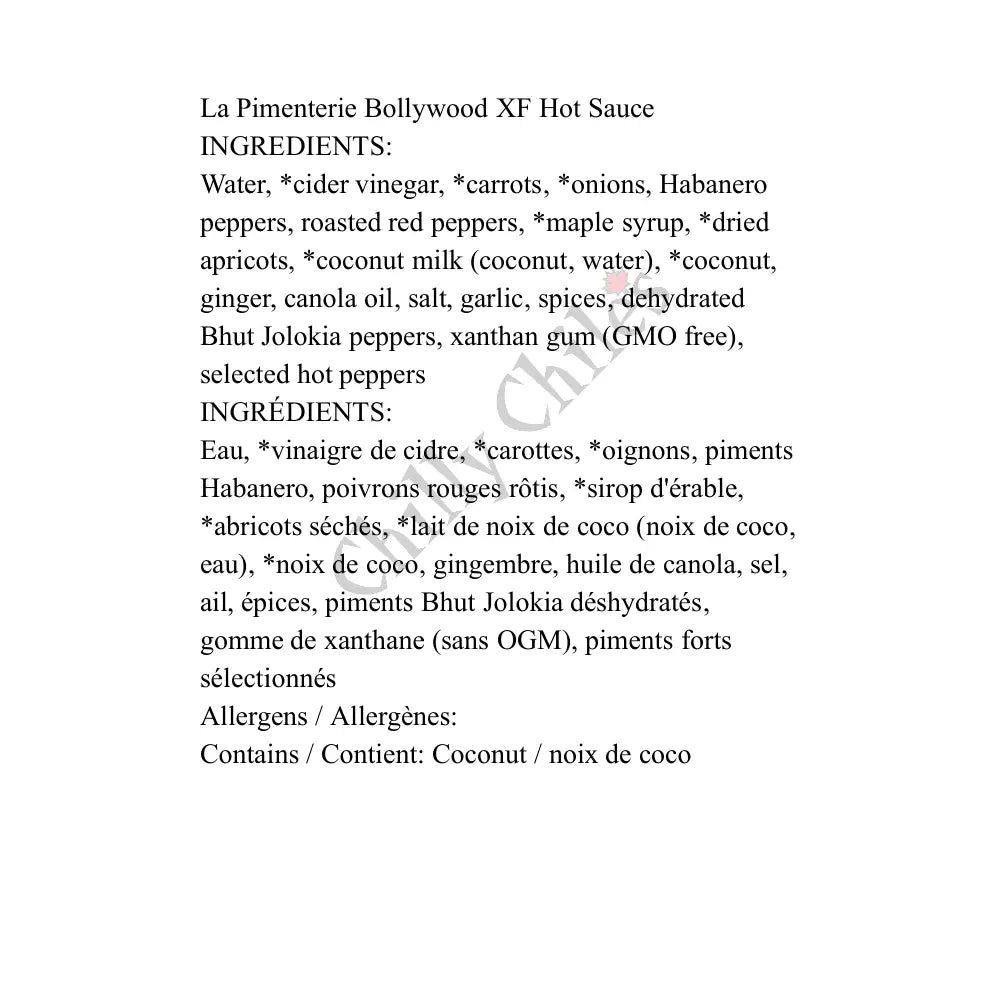 La Pimenterie Bollywood XF Hot Sauce - Hot Sauce