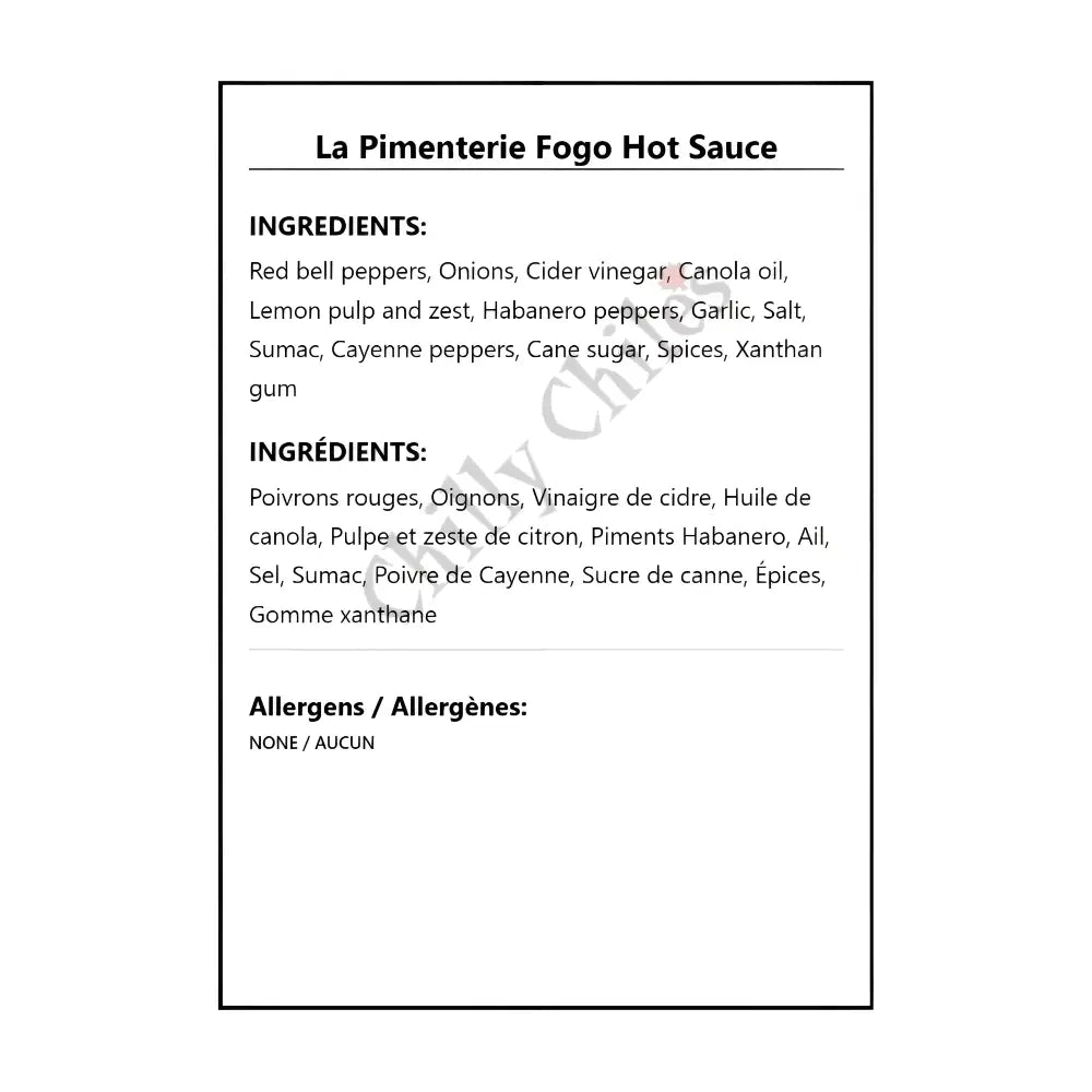 La Pimenterie Fogo Hot Sauce - Hot Sauce