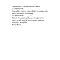 La Pimenterie Grande Reserve Hot Sauce - Hot Sauce
