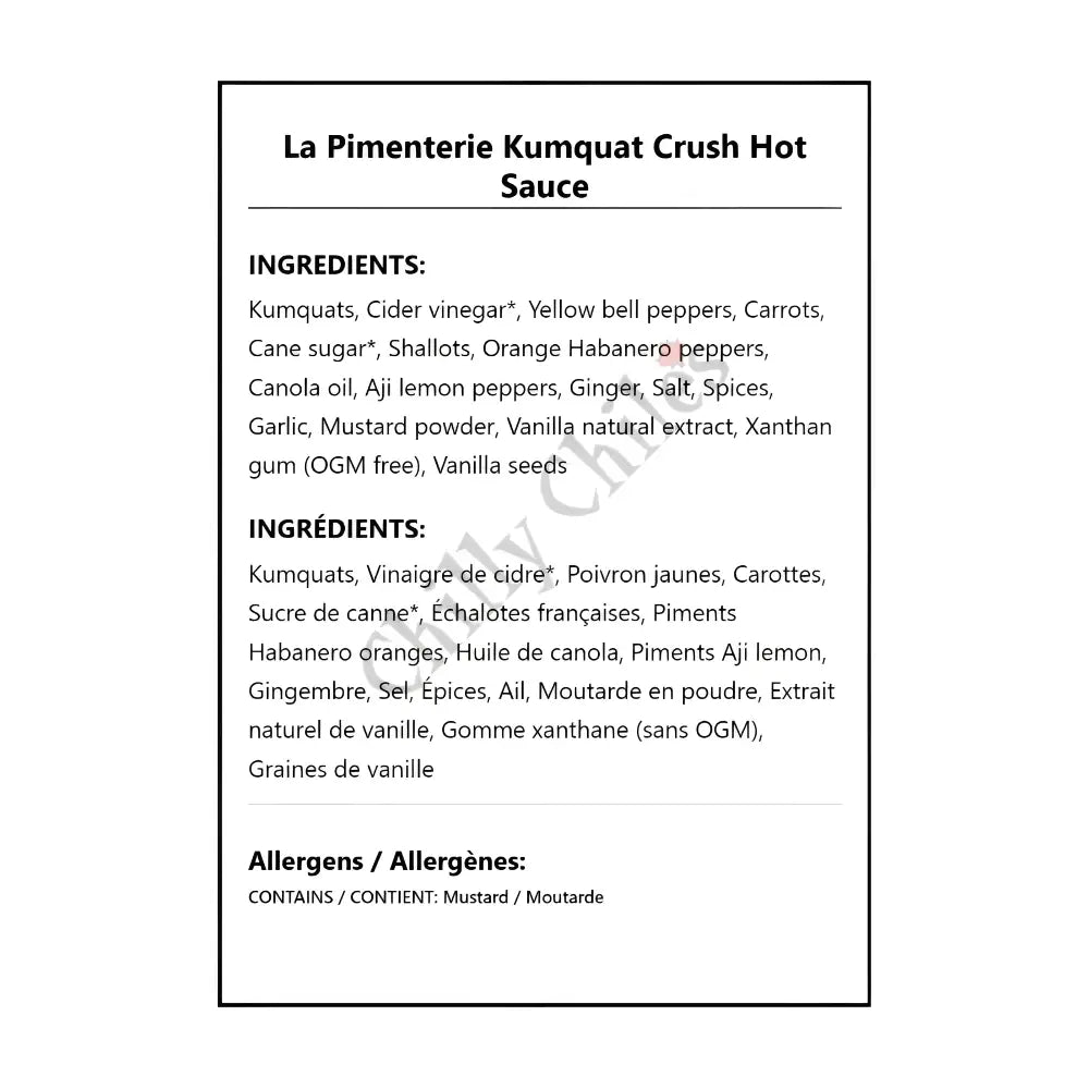 La Pimenterie Kumquat Crush Hot Sauce - Hot Sauce