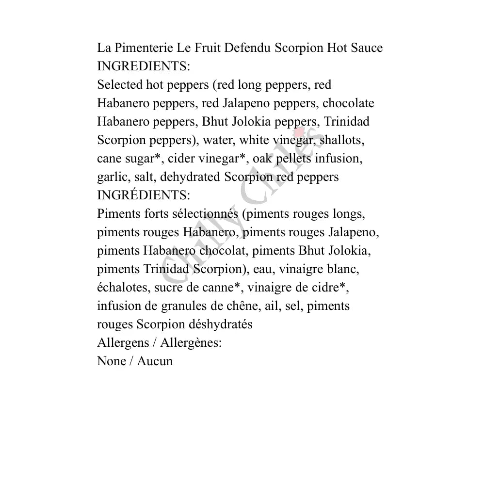 La Pimenterie Le Fruit Defendu Scorpion Hot Sauce - Hot Sauce