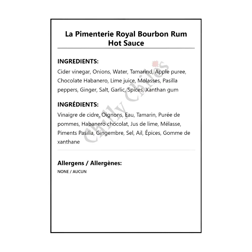La Pimenterie Royal Bourbon Rum Hot Sauce - Hot Sauce