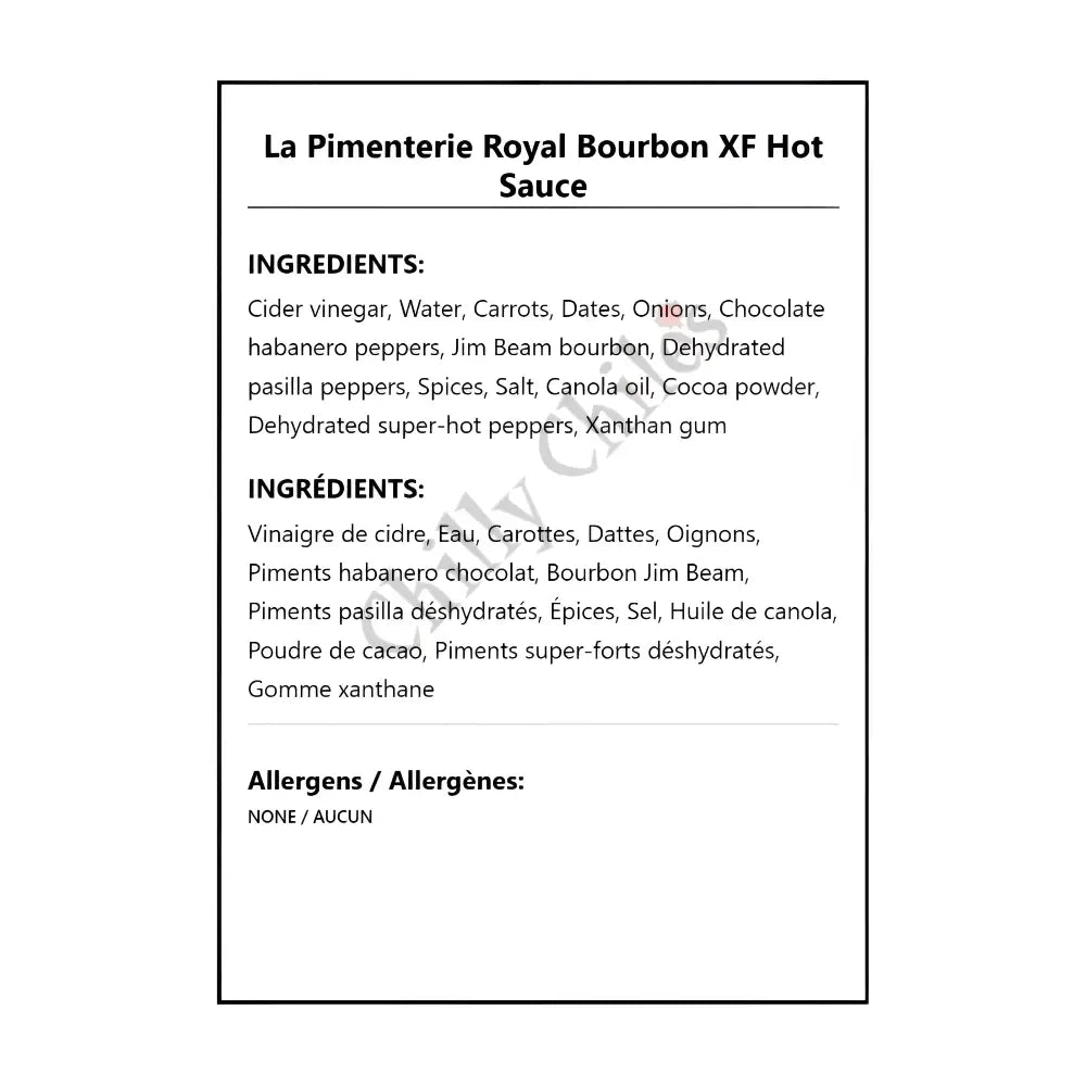 La Pimenterie Royal Bourbon XF Hot Sauce - Hot Sauce