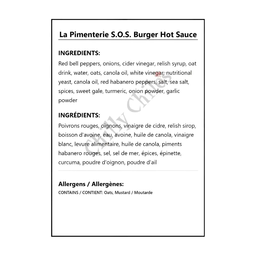 La Pimenterie S.O.S. Burger Hot Sauce - Hot Sauce