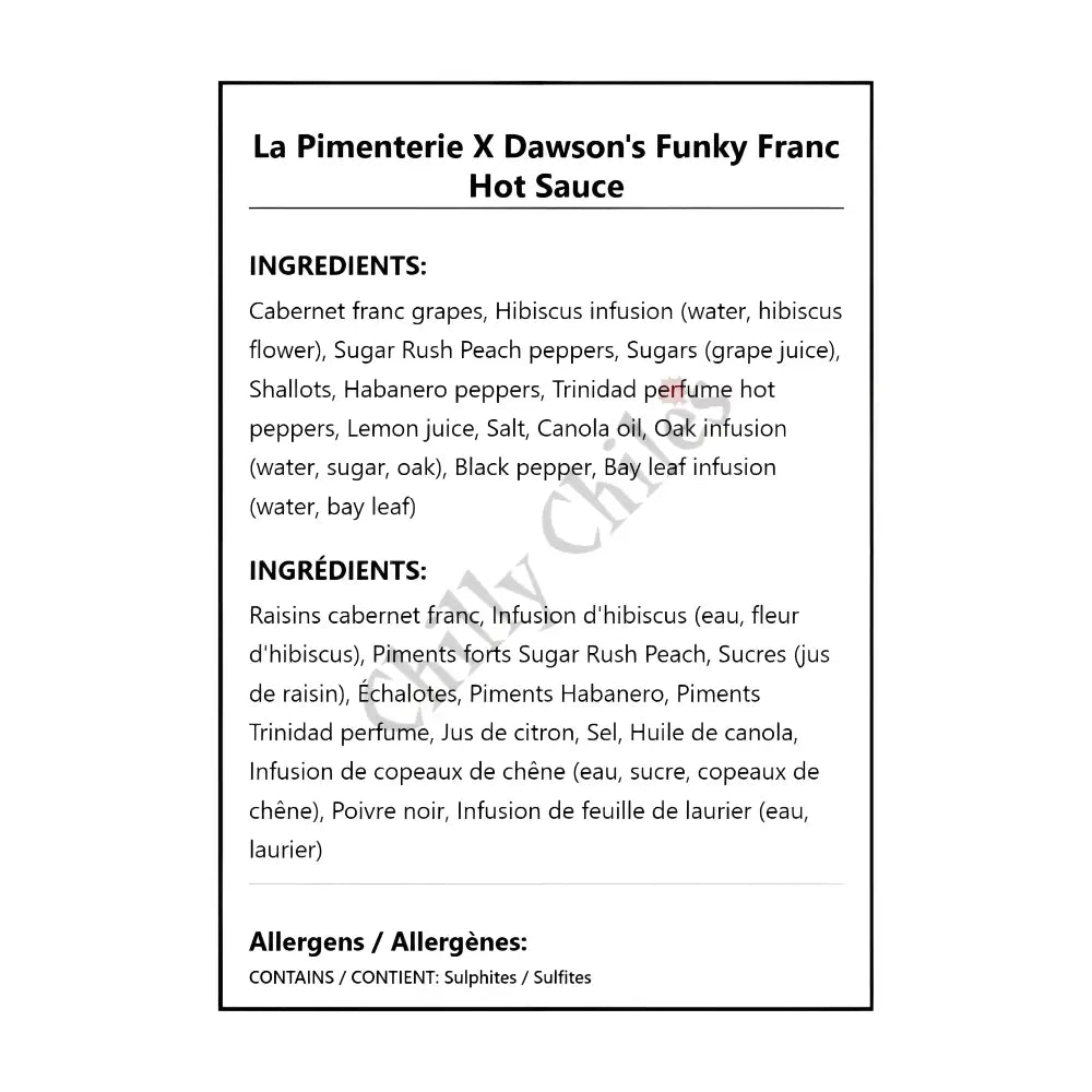 La Pimenterie X Dawson’s Funky Franc Hot Sauce - Hot Sauce