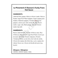 La Pimenterie X Dawson’s Funky Franc Hot Sauce - Hot Sauce
