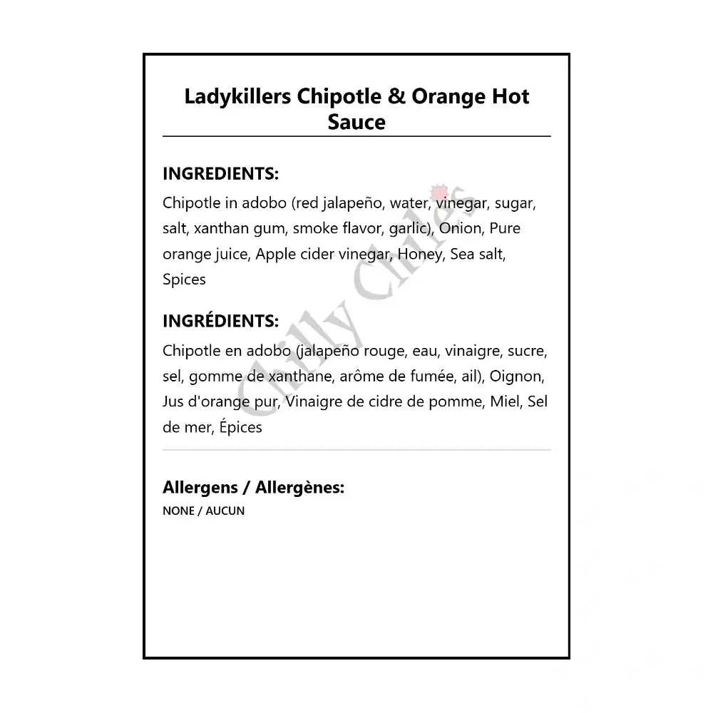 Ladykillers Chipotle & Orange Hot Sauce - Hot Sauce