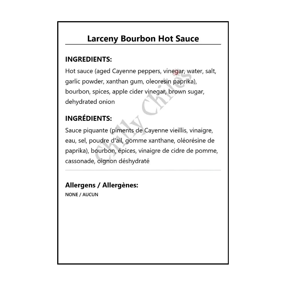 Larceny Bourbon Hot Sauce - Hot Sauce