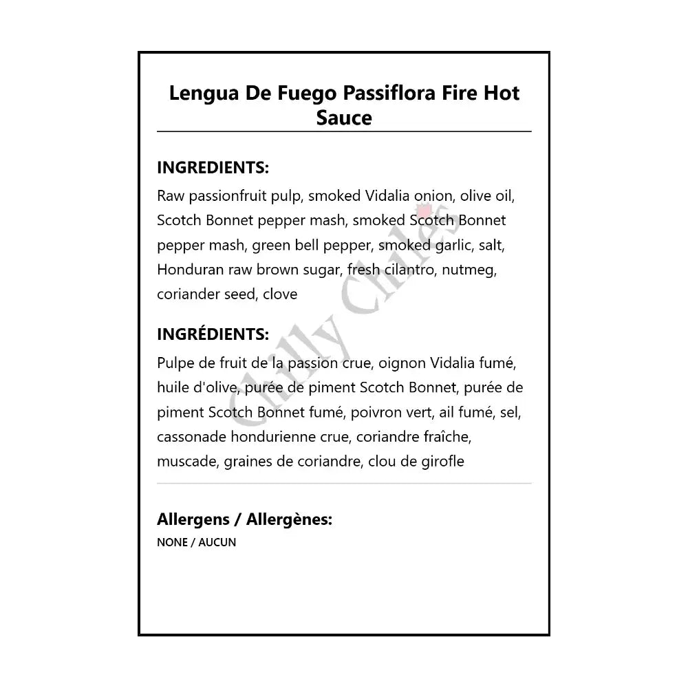 Lengua De Fuego Passiflora Fire Hot Sauce