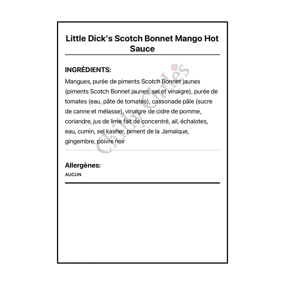 Little Dick’s Bonnet Mango Hot Sauce - Hot Sauce