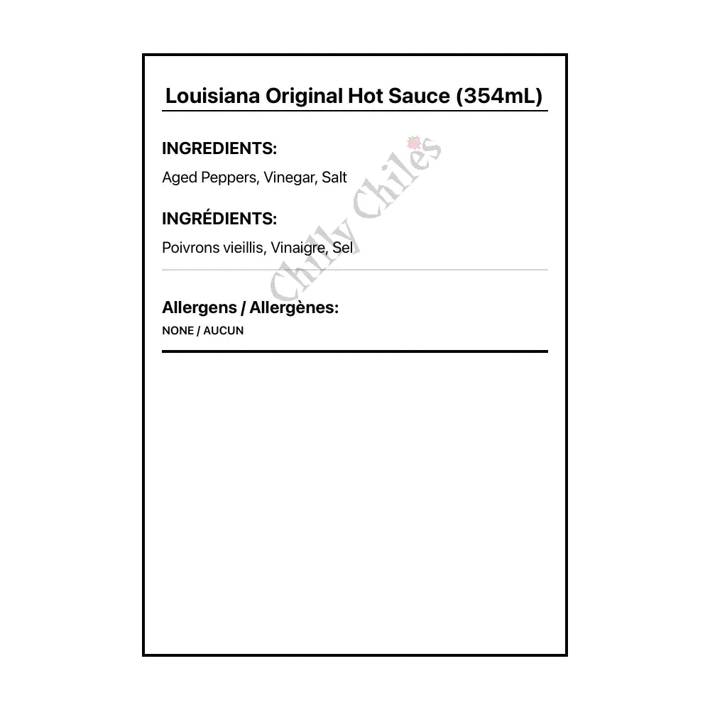 Louisiana Original Hot Sauce (354mL) - Hot Sauce