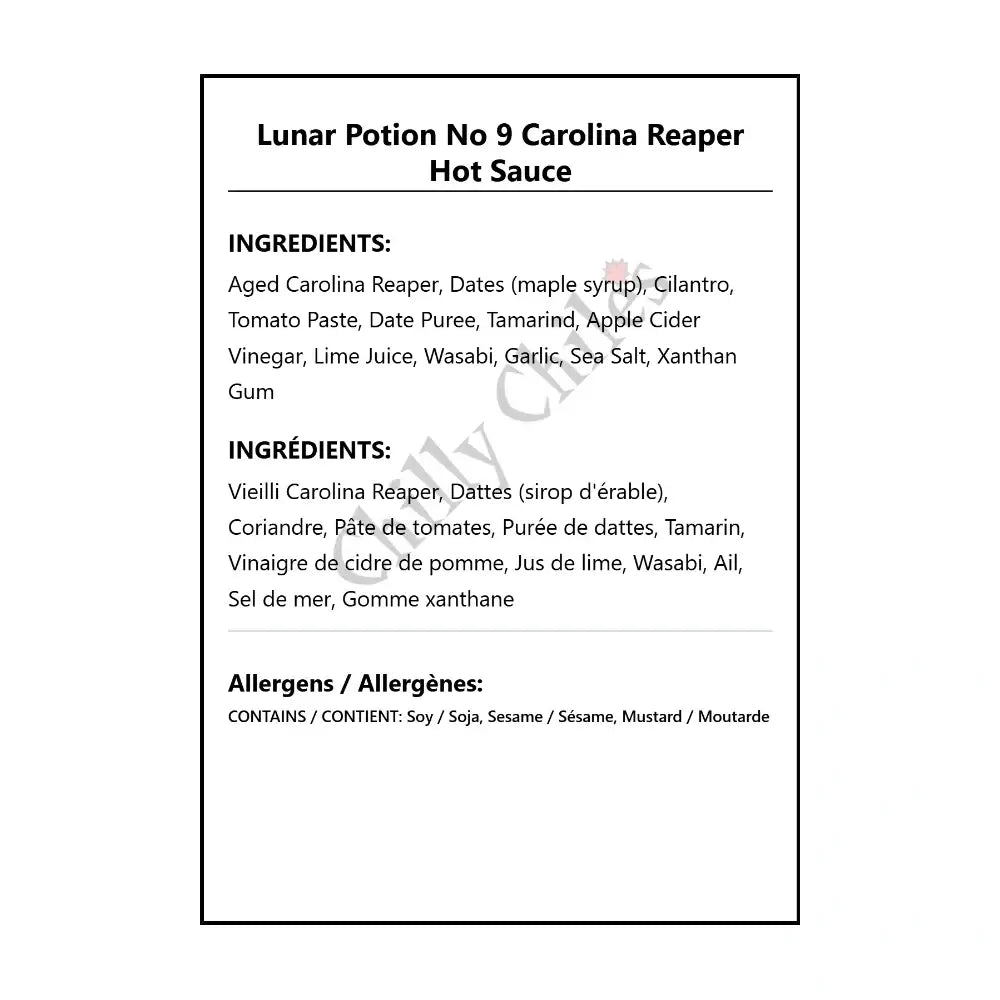 Lunar Potion No 9 Carolina Reaper Hot Sauce - Hot Sauce