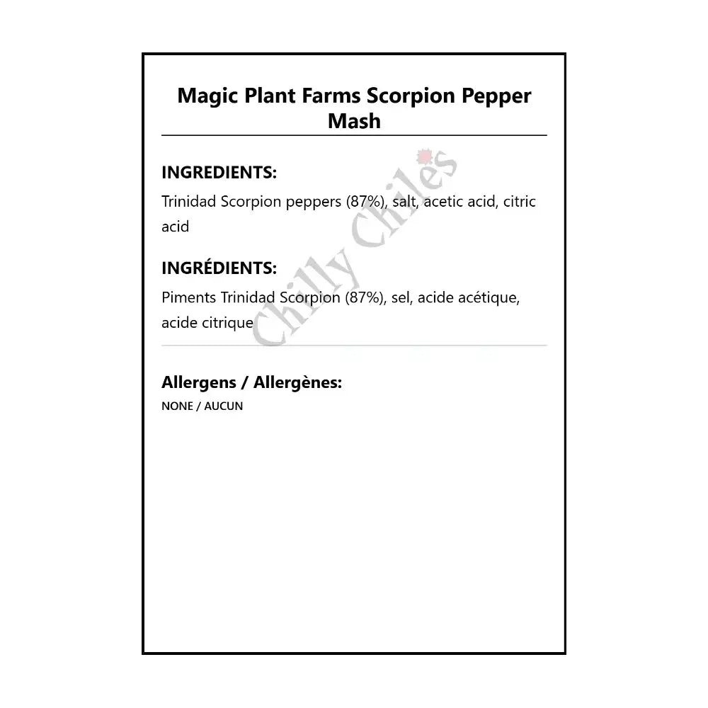 Magic Plant Farms Scorpion Pepper Mash - Spice/Peppers