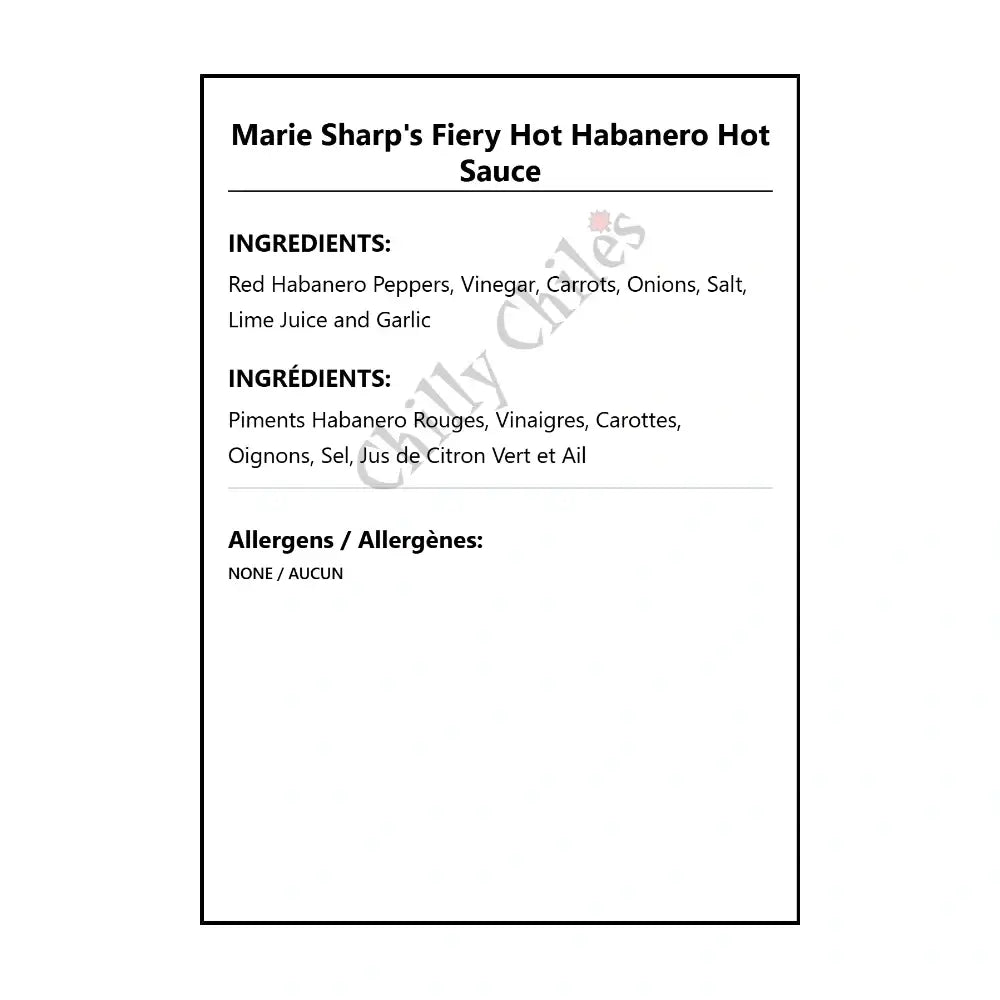Marie Sharp’s Fiery Hot Habanero Hot Sauce - Hot Sauce