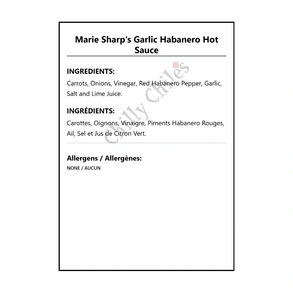 Marie Sharp’s Garlic Habanero Hot Sauce - Hot Sauce