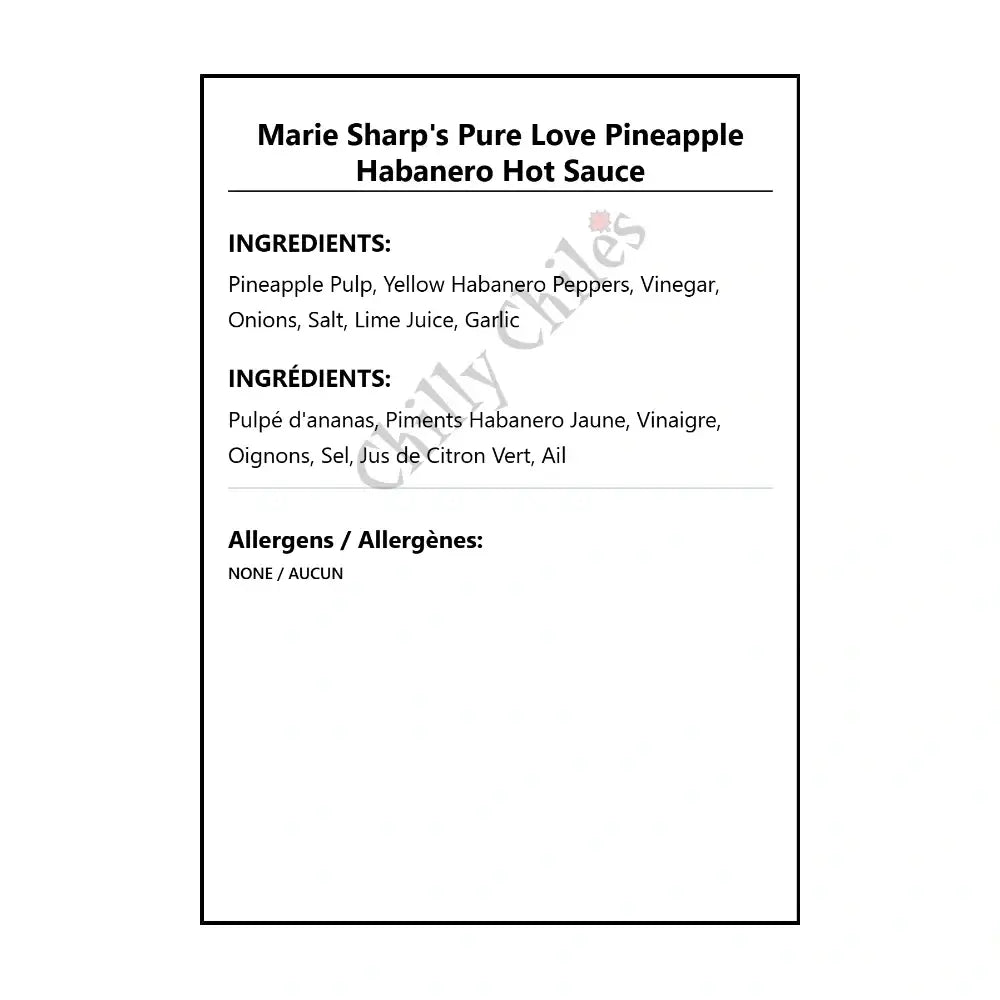 Marie Sharp’s Pure Love Pineapple Habanero Hot Sauce - Hot Sauce