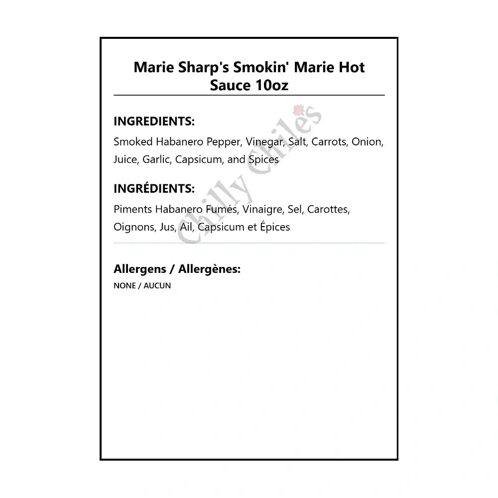 Marie Sharp’s Smokin’ Marie Hot Sauce 10oz - Hot Sauce