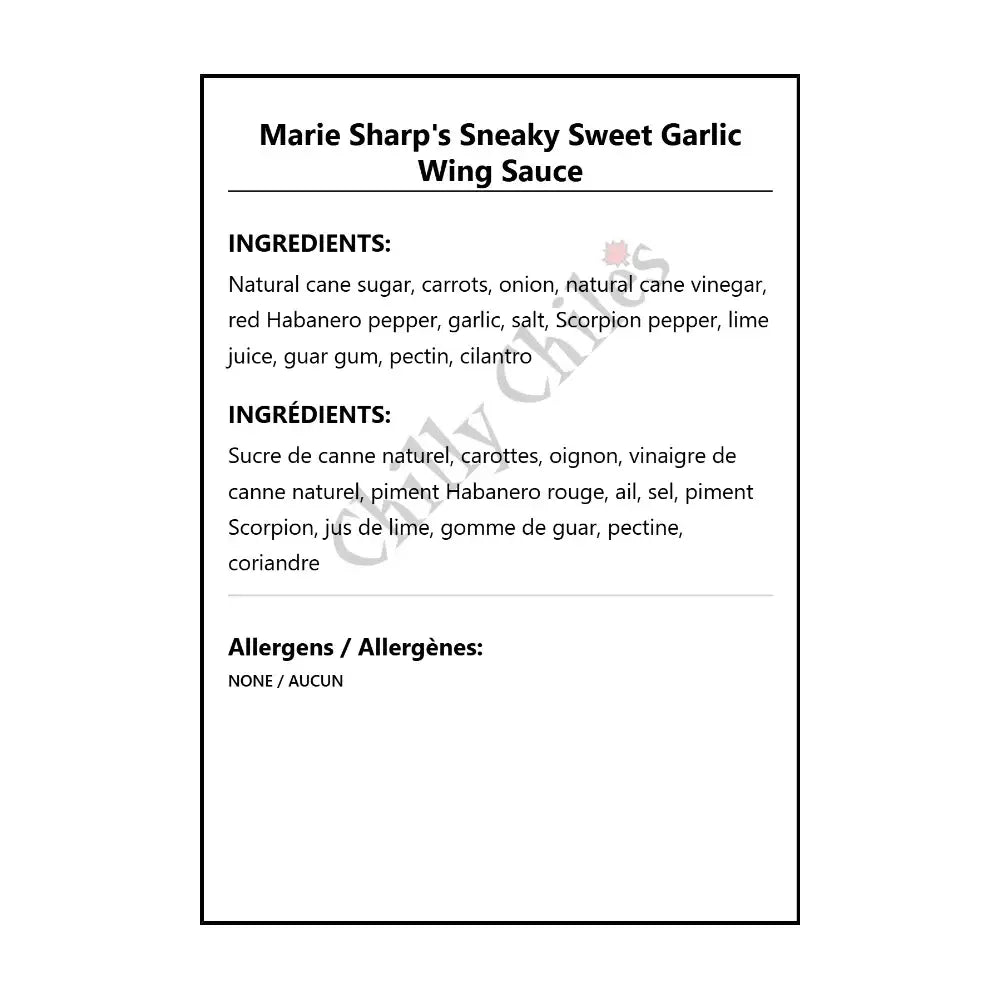 Marie Sharp’s Sneaky Sweet Garlic Wing Sauce - Wing Sauce