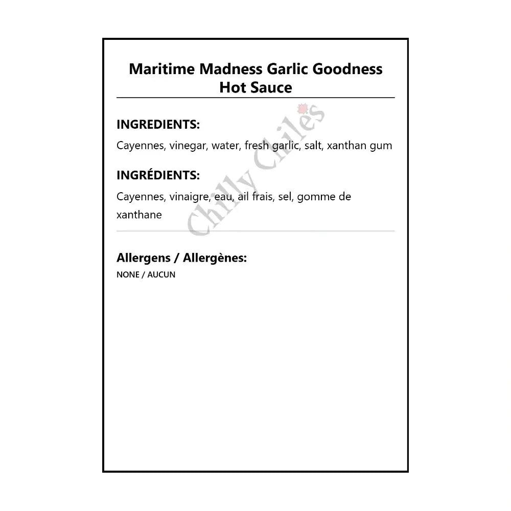 Maritime Madness Garlic Goodness Hot Sauce - Hot Sauce