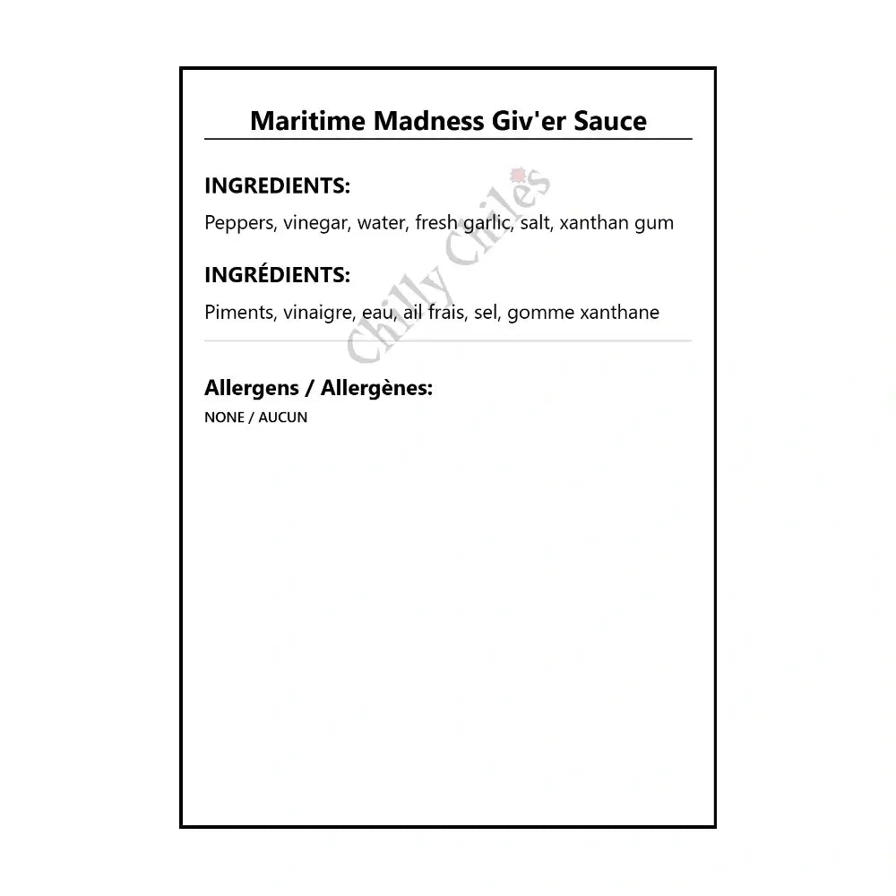 Maritime Madness Giv’er Sauce - Hot Sauce