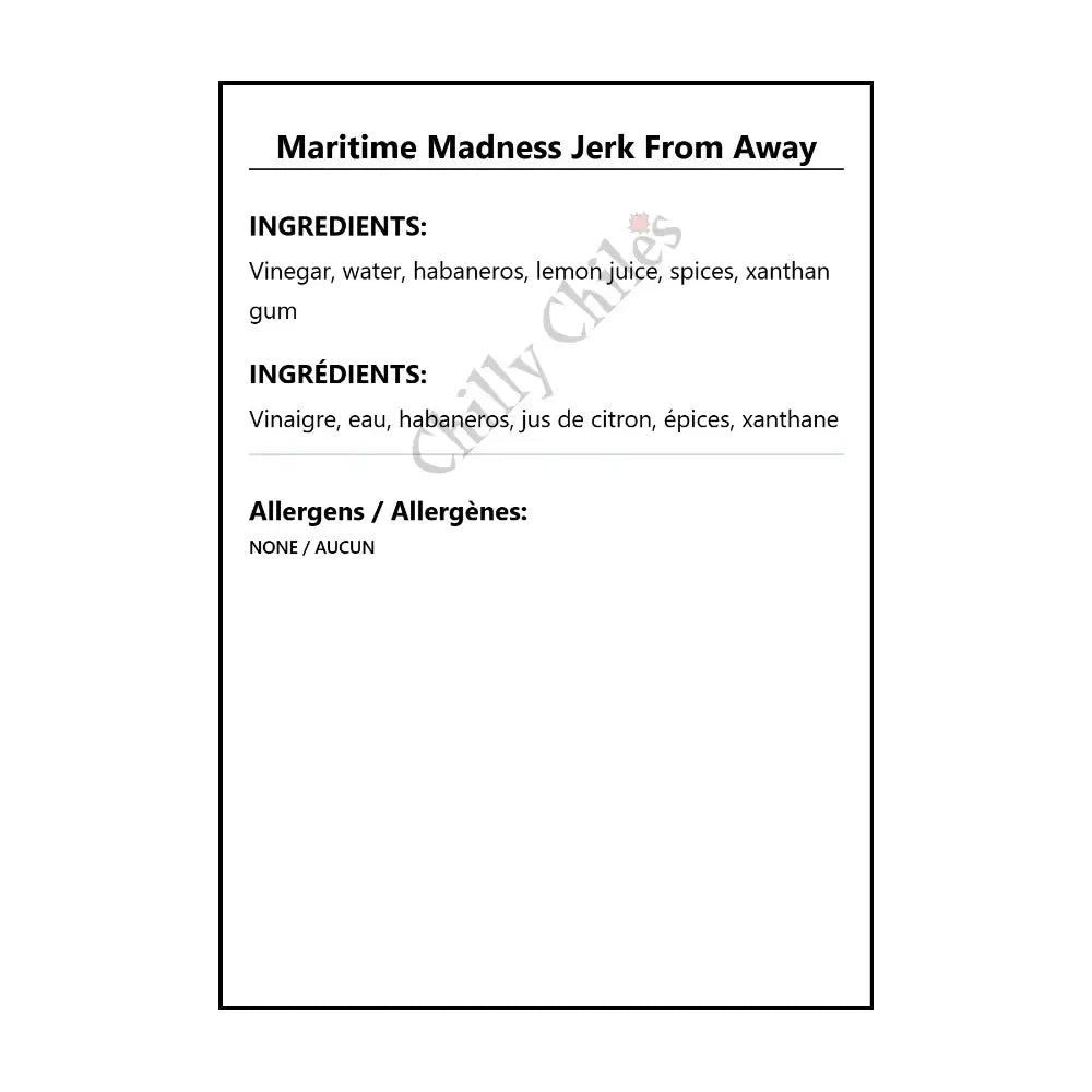Maritime Madness Jerk From Away - Hot Sauce