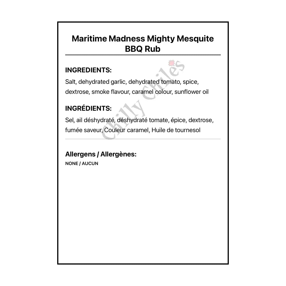 Maritime Madness Mighty Mesquite BBQ Rub - Spice/Peppers