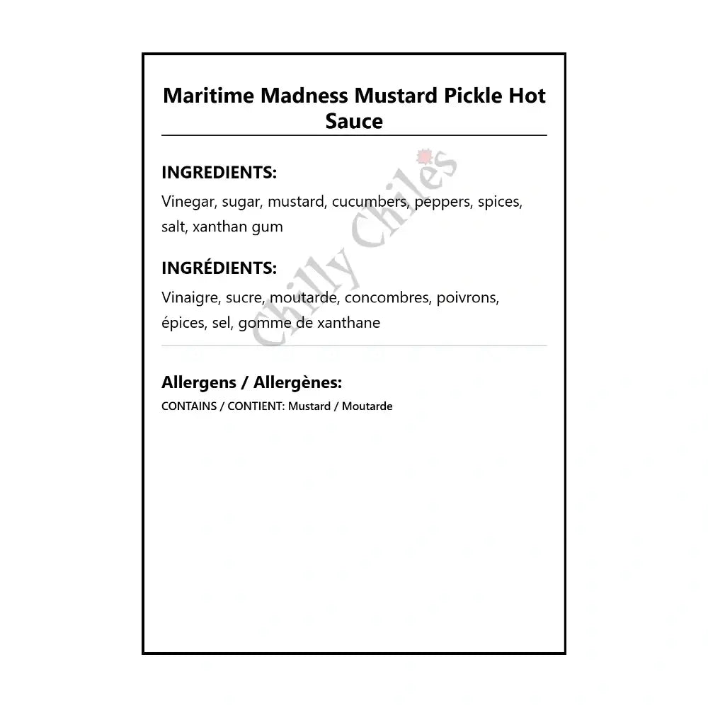 Maritime Madness Mustard Pickle Hot Sauce - Hot Sauce