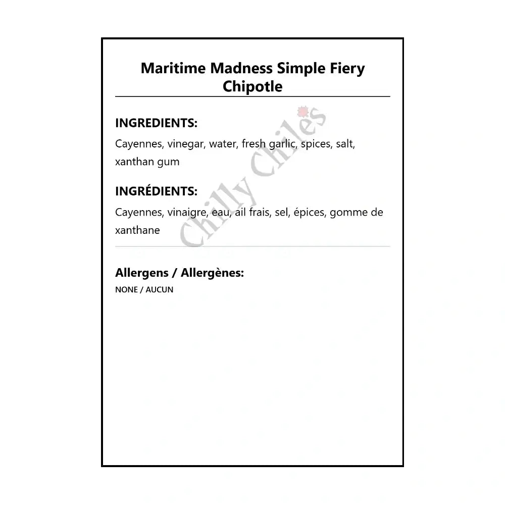 Maritime Madness Simple Fiery Chipotle - Hot Sauce