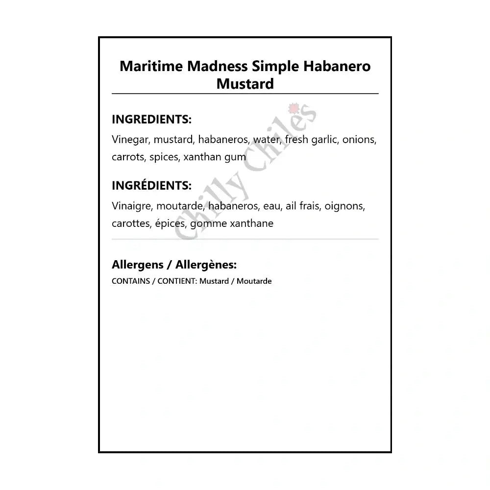 Maritime Madness Simple Habanero Mustard - Hot Sauce