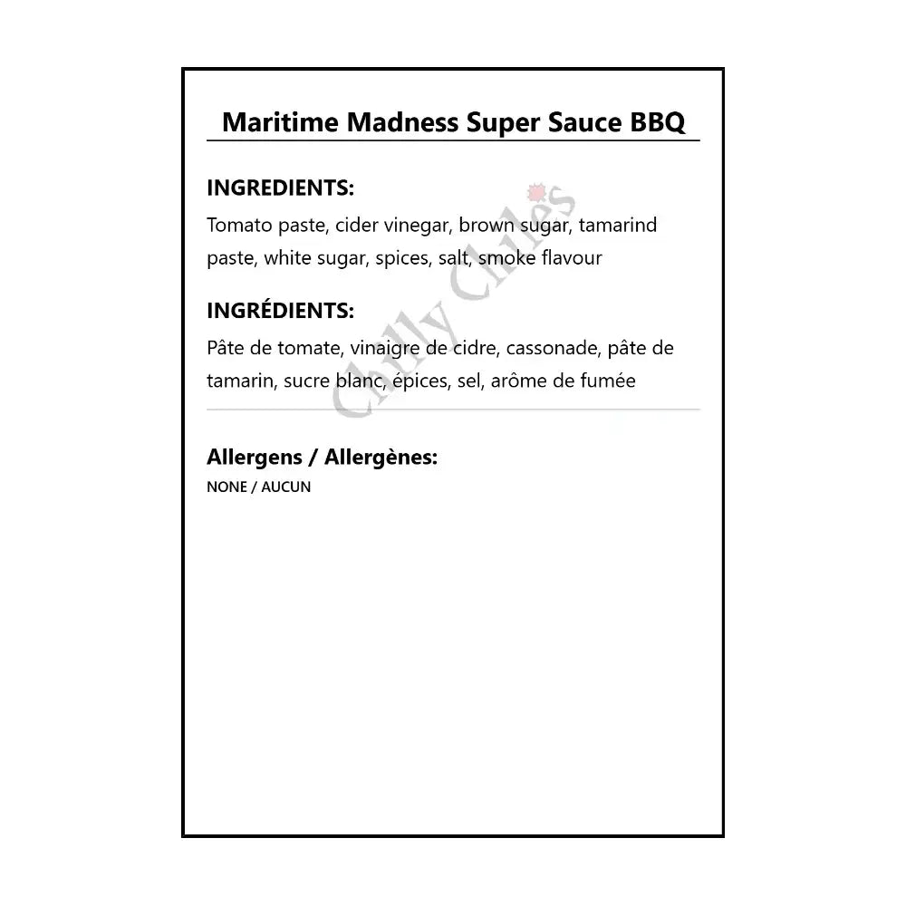 Maritime Madness Super Sauce BBQ - BBQ Sauce