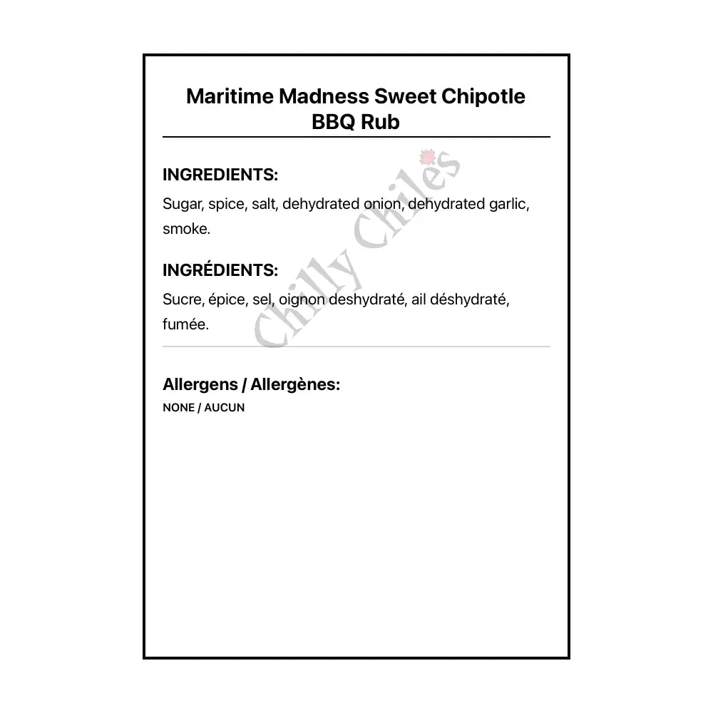 Maritime Madness Sweet Chipotle BBQ Rub - Spice/Peppers