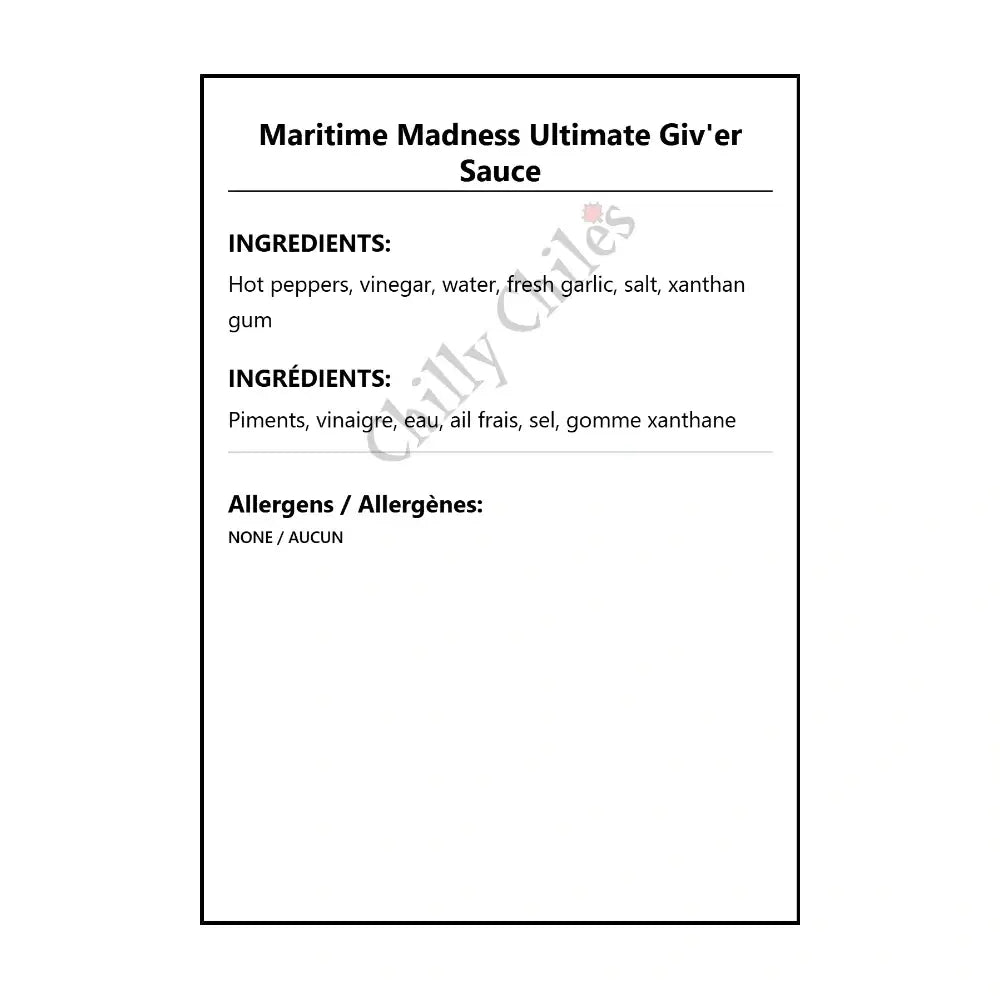 Maritime Madness Ultimate Giv’er Sauce - Hot Sauce