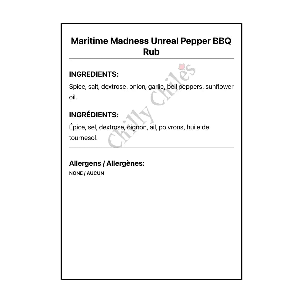 Maritime Madness Unreal Pepper BBQ Rub - Spice/Peppers