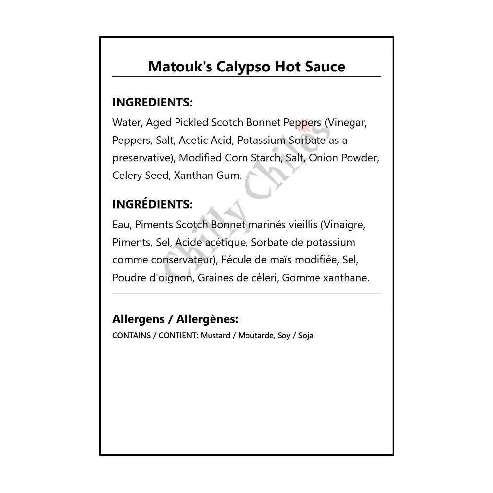Matouk’s Calypso Hot Sauce - Hot Sauce