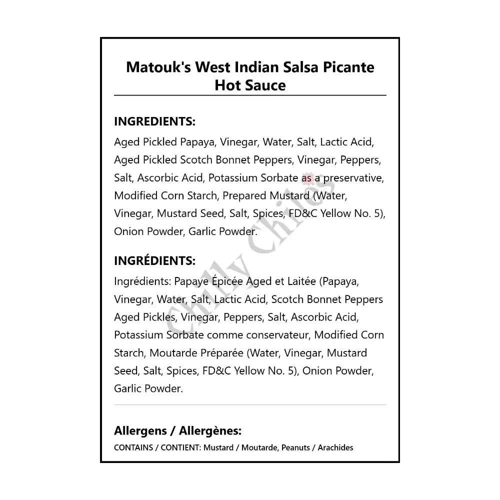 Matouk’s West Indian Salsa Picante Hot Sauce - Hot Sauce