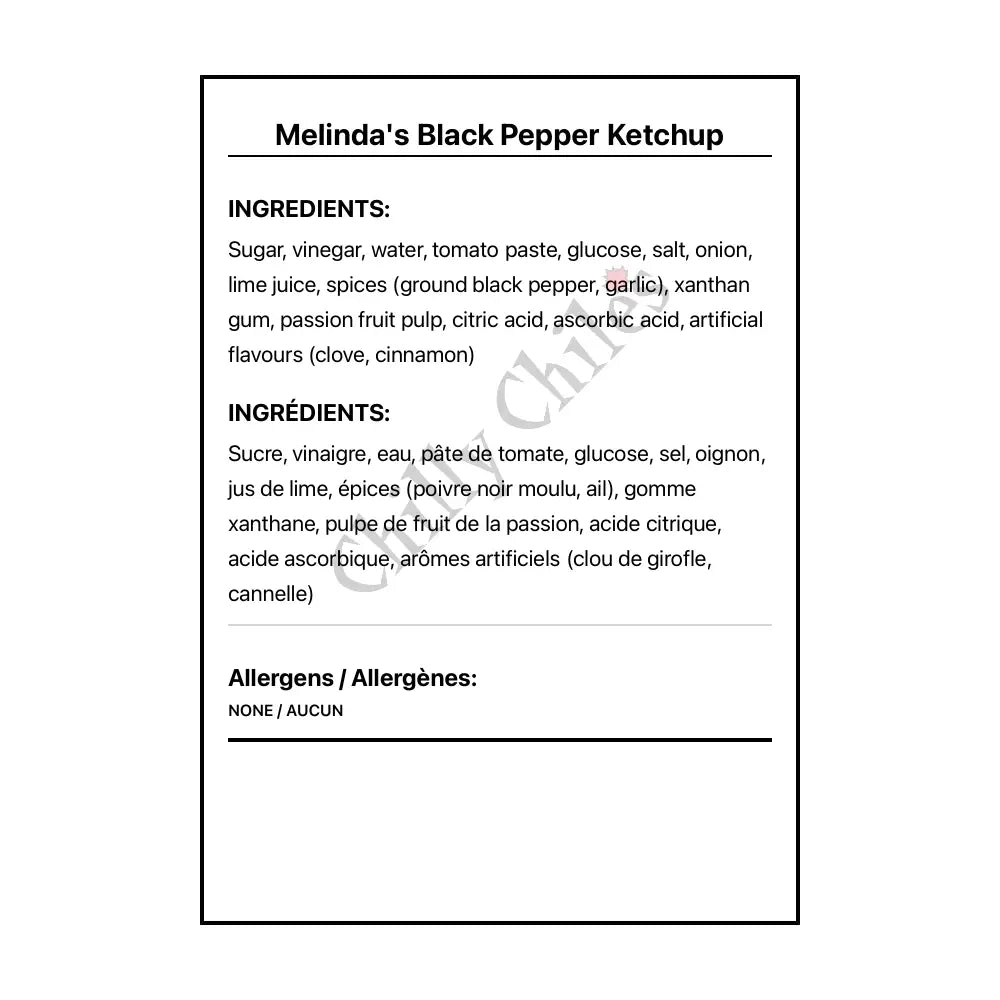 Melinda’s Black Pepper Ketchup - Condiments