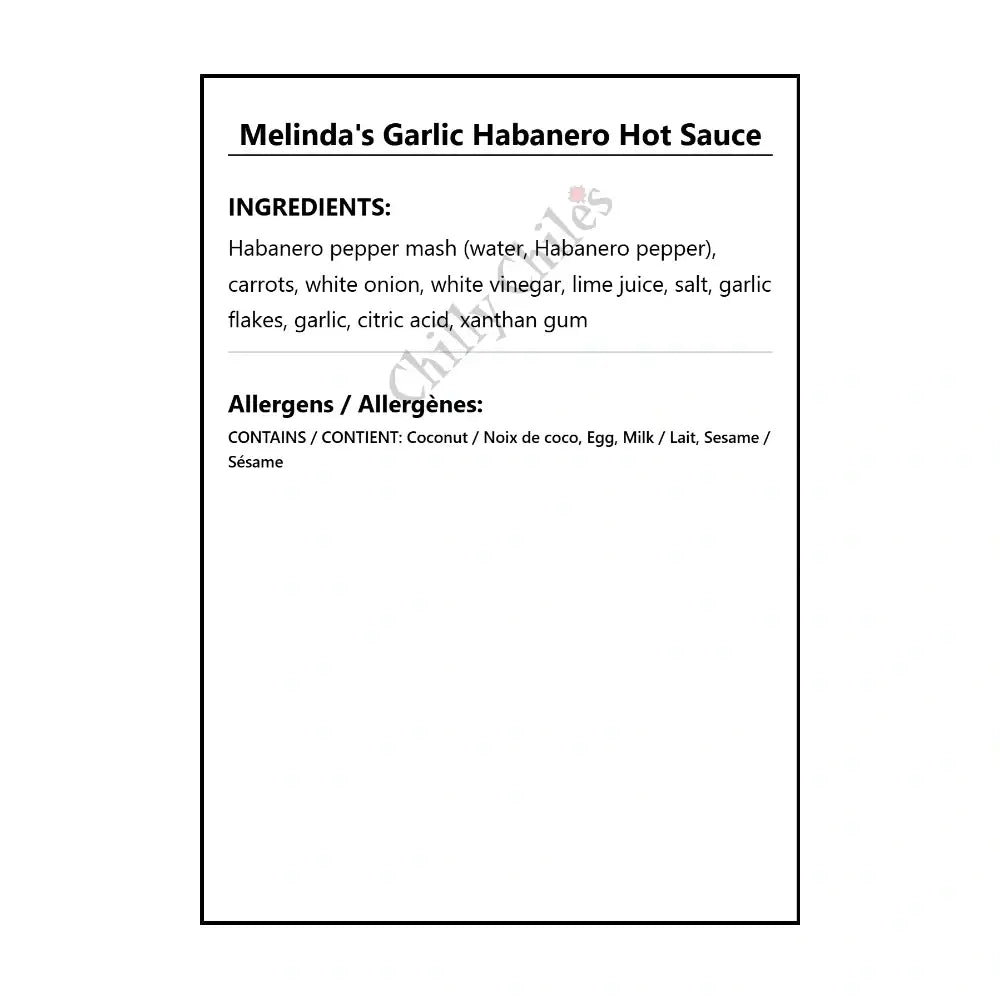Melinda’s Garlic Habanero Hot Sauce - Hot Sauce