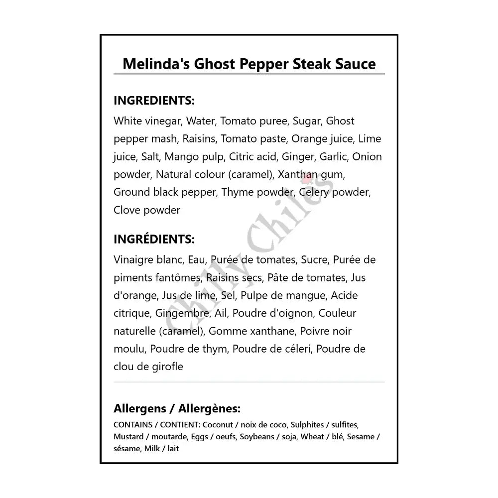 Melinda’s Ghost Pepper Steak Sauce - Steak Sauce