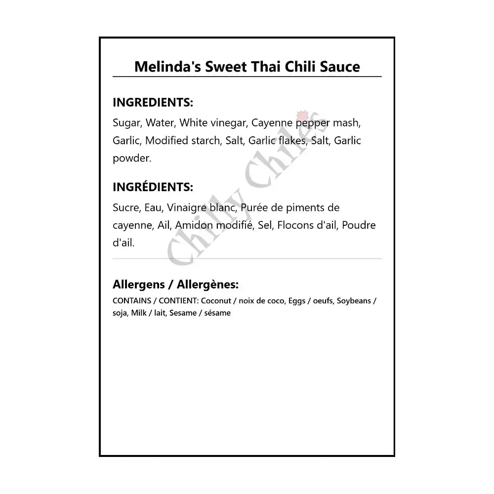 Melinda’s Sweet Thai Chili Sauce - Hot Sauce