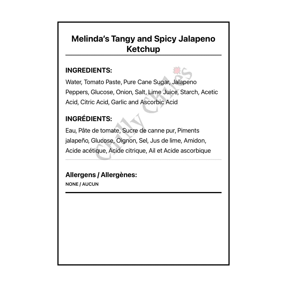 Melinda’s Tangy and Spicy Jalapeno Ketchup - Condiments