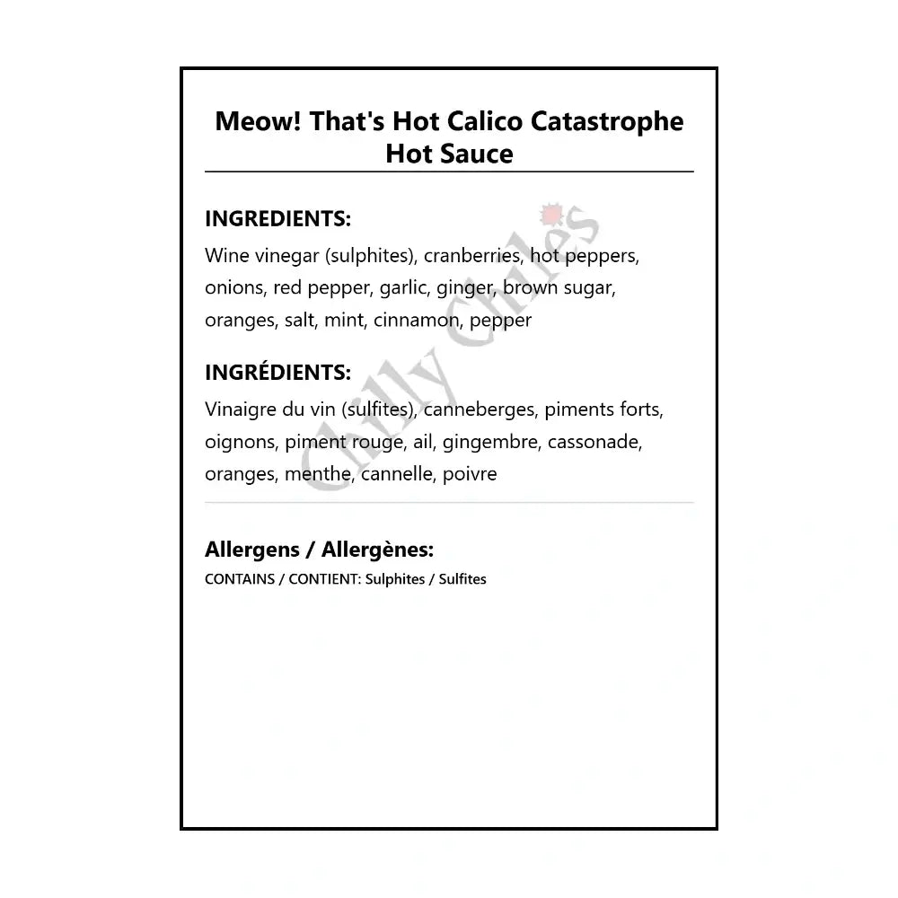 Meow! That’s Hot Calico Catastrophe Hot Sauce - Hot Sauce
