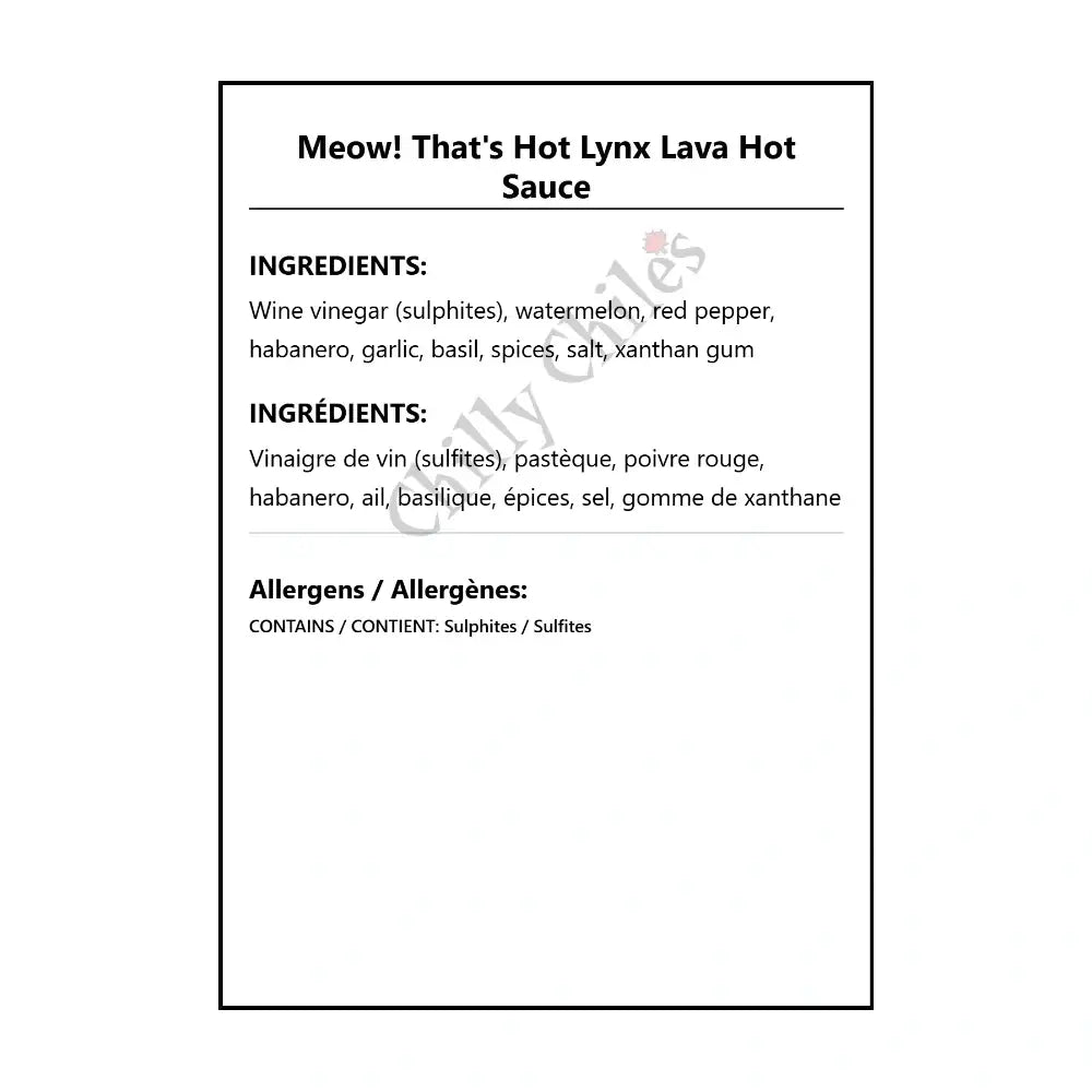 Meow! That’s Hot Lynx Lava Hot Sauce - Hot Sauce