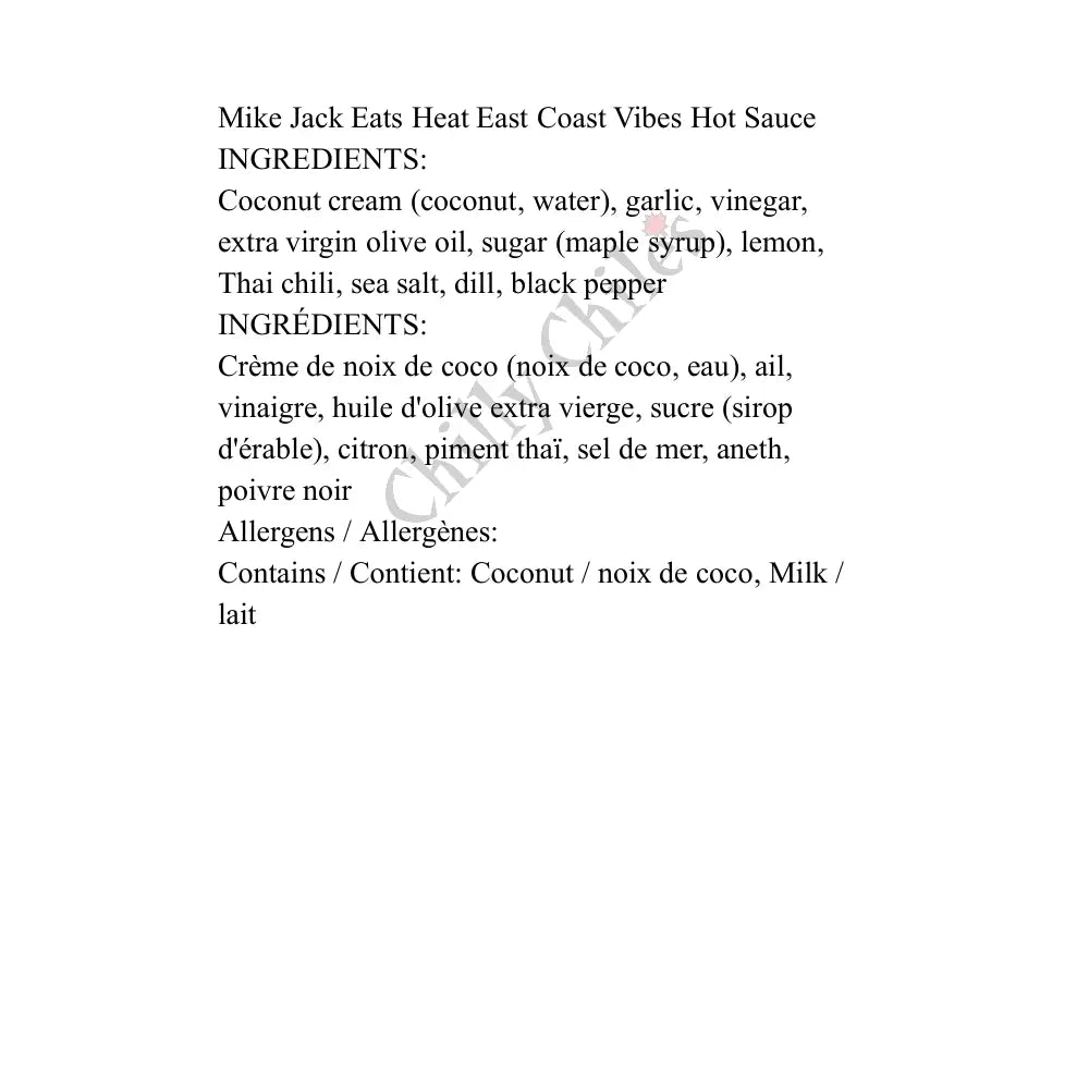 Mike Jack Eats Heat East Coast Vibes Hot Sauce - Hot Sauce