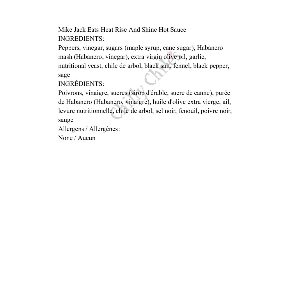 Mike Jack Eats Heat Rise And Shine Hot Sauce - Hot Sauce