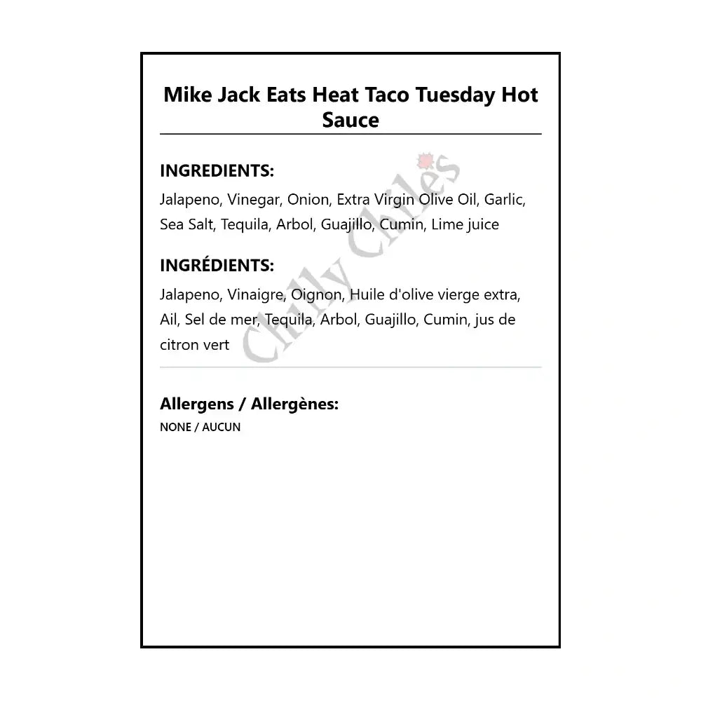 Mike Jack Eats Heat Taco Tuesday Hot Sauce - Hot Sauce