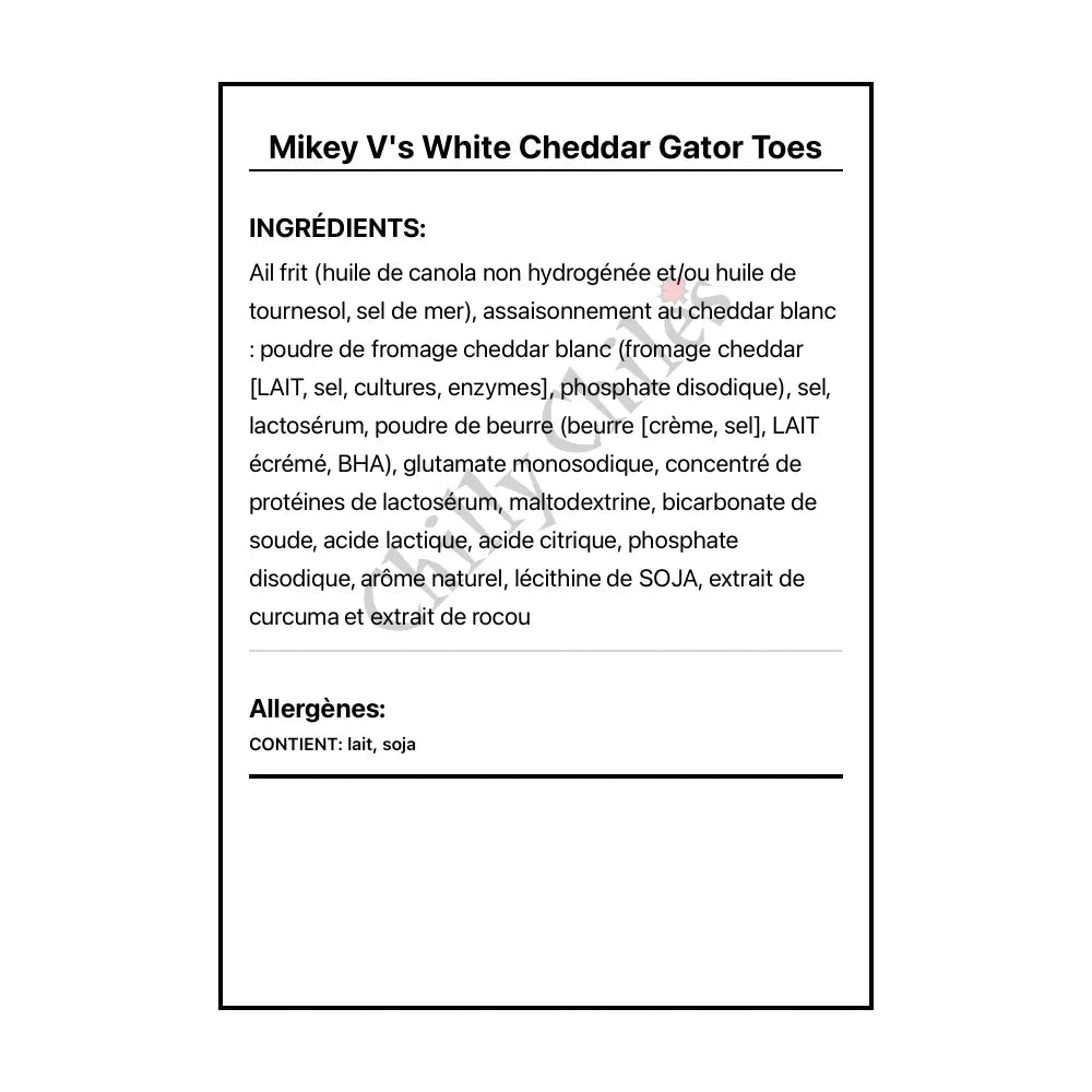 Mikey V’s White Cheddar Gator Toes - Snacks